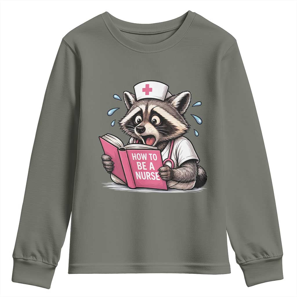 Funny Raccoon Nursing Student Healthcare Gift Youth Sweatshirt