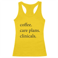 Funny Nursing School Life Racerback Tank Top Coffee Care Plans And Clinicals