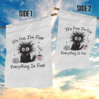 Funny Stressed Black Cat Nursing Student Life Garden Flag ts Fine Im Fine Everything Is Fine