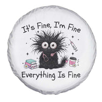Funny Stressed Black Cat Nursing Student Life Spare Tire Cover ts Fine Im Fine Everything Is Fine