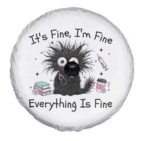 Funny Stressed Black Cat Nursing Student Life Spare Tire Cover ts Fine Im Fine Everything Is Fine