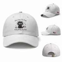 Funny Stressed Black Cat Nursing Student Life Baseball Cap ts Fine Im Fine Everything Is Fine