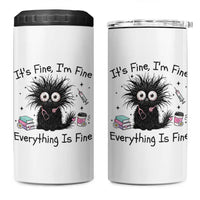 Funny Stressed Black Cat Nursing Student Life 4 in 1 Can Cooler Tumbler ts Fine Im Fine Everything Is Fine