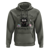 Funny Stressed Black Cat Nursing Student Life Hoodie ts Fine Im Fine Everything Is Fine