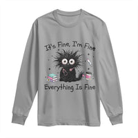 Funny Stressed Black Cat Nursing Student Life Long Sleeve Shirt ts Fine Im Fine Everything Is Fine