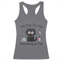 Funny Stressed Black Cat Nursing Student Life Racerback Tank Top ts Fine Im Fine Everything Is Fine