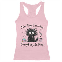 Funny Stressed Black Cat Nursing Student Life Racerback Tank Top ts Fine Im Fine Everything Is Fine
