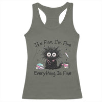 Funny Stressed Black Cat Nursing Student Life Racerback Tank Top ts Fine Im Fine Everything Is Fine