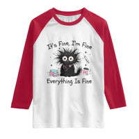 Funny Stressed Black Cat Nursing Student Life Raglan Shirt ts Fine Im Fine Everything Is Fine