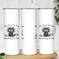 Funny Stressed Black Cat Nursing Student Life Skinny Tumbler ts Fine Im Fine Everything Is Fine