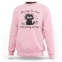 Funny Stressed Black Cat Nursing Student Life Sweatshirt ts Fine Im Fine Everything Is Fine