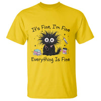 Funny Stressed Black Cat Nursing Student Life T Shirt ts Fine Im Fine Everything Is Fine