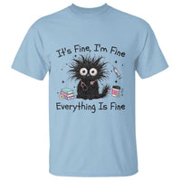 Funny Stressed Black Cat Nursing Student Life T Shirt ts Fine Im Fine Everything Is Fine