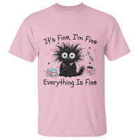 Funny Stressed Black Cat Nursing Student Life T Shirt ts Fine Im Fine Everything Is Fine
