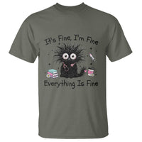 Funny Stressed Black Cat Nursing Student Life T Shirt ts Fine Im Fine Everything Is Fine