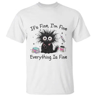 Funny Stressed Black Cat Nursing Student Life T Shirt ts Fine Im Fine Everything Is Fine