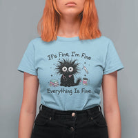 Funny Stressed Black Cat Nursing Student Life T Shirt For Women ts Fine Im Fine Everything Is Fine