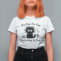 Funny Stressed Black Cat Nursing Student Life T Shirt For Women ts Fine Im Fine Everything Is Fine