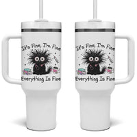 Funny Stressed Black Cat Nursing Student Life Tumbler With Handle ts Fine Im Fine Everything Is Fine