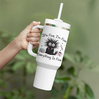 Funny Stressed Black Cat Nursing Student Life Tumbler With Handle ts Fine Im Fine Everything Is Fine