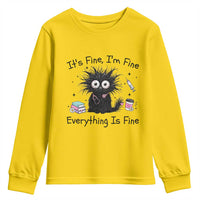 Funny Stressed Black Cat Nursing Student Life Youth Sweatshirt ts Fine Im Fine Everything Is Fine