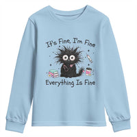 Funny Stressed Black Cat Nursing Student Life Youth Sweatshirt ts Fine Im Fine Everything Is Fine