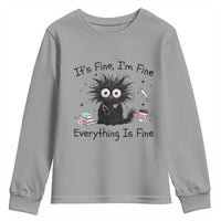 Funny Stressed Black Cat Nursing Student Life Youth Sweatshirt ts Fine Im Fine Everything Is Fine