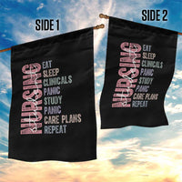 Funny Student Nurse Life Garden Flag Eat Sleep Clinicals Panic Study Repeat