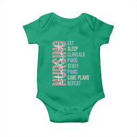 Funny Student Nurse Life Baby Onesie Eat Sleep Clinicals Panic Study Repeat