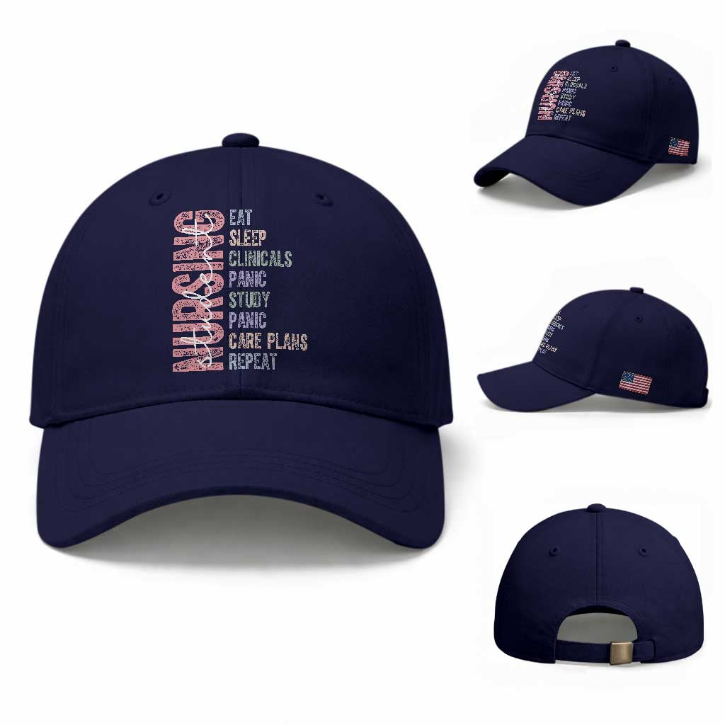 Funny Student Nurse Life Baseball Cap Eat Sleep Clinicals Panic Study Repeat