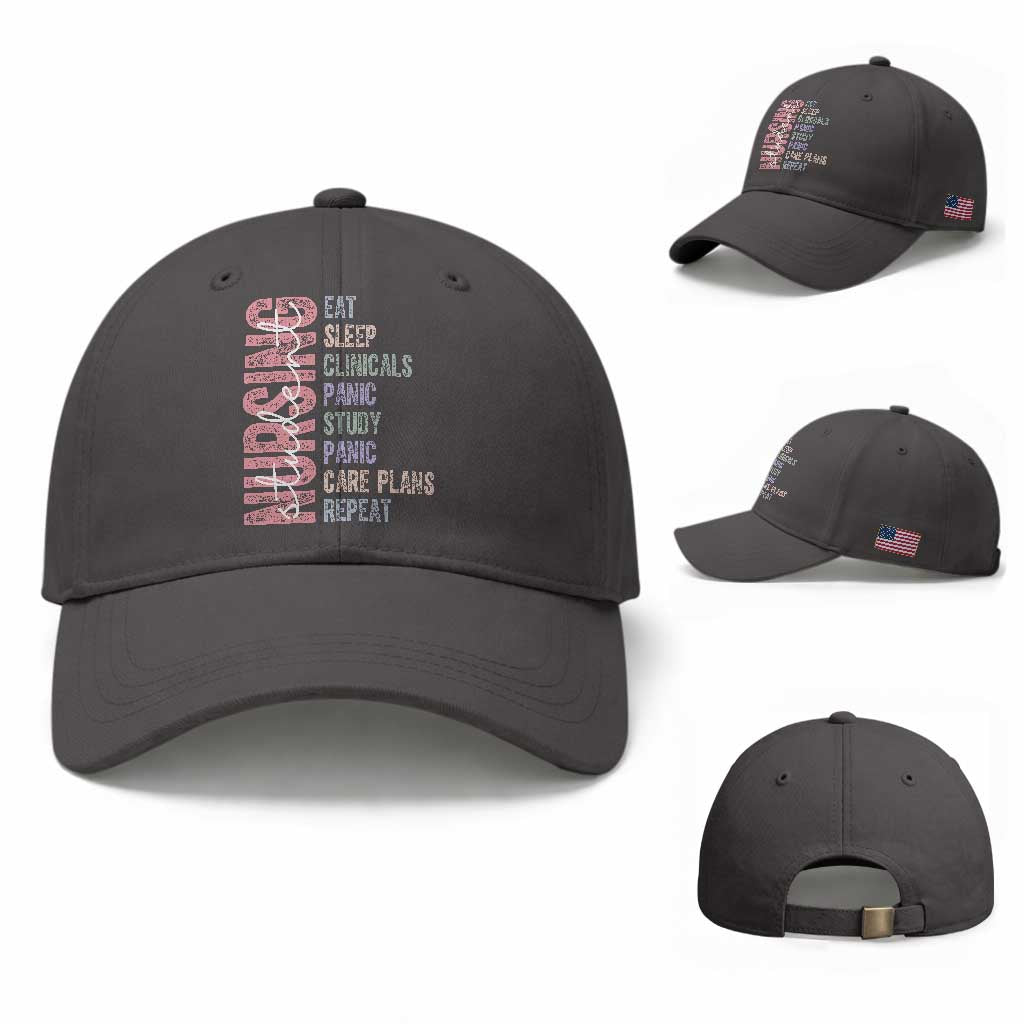 Funny Student Nurse Life Baseball Cap Eat Sleep Clinicals Panic Study Repeat