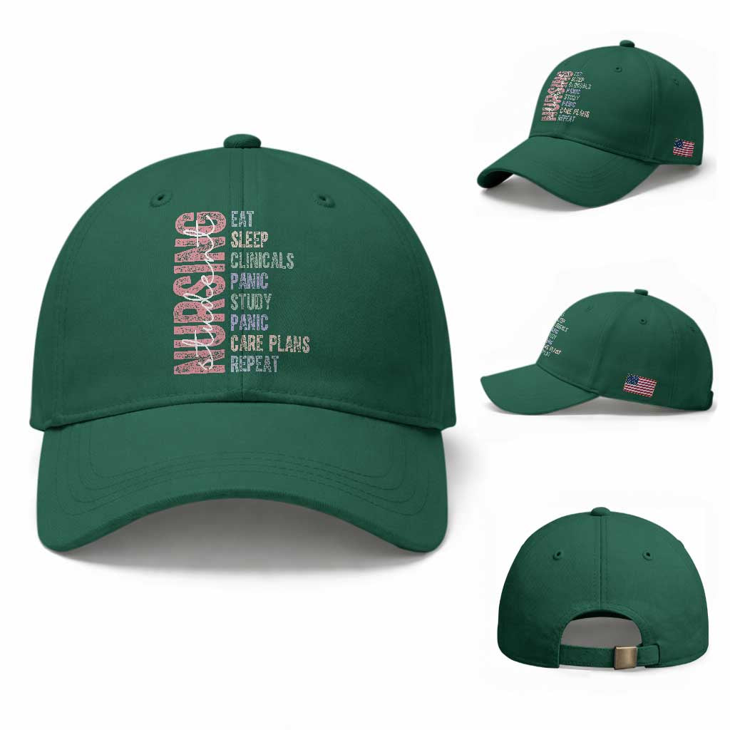 Funny Student Nurse Life Baseball Cap Eat Sleep Clinicals Panic Study Repeat