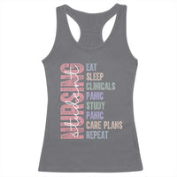 Funny Student Nurse Life Racerback Tank Top Eat Sleep Clinicals Panic Study Repeat