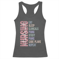Funny Student Nurse Life Racerback Tank Top Eat Sleep Clinicals Panic Study Repeat