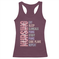 Funny Student Nurse Life Racerback Tank Top Eat Sleep Clinicals Panic Study Repeat