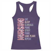 Funny Student Nurse Life Racerback Tank Top Eat Sleep Clinicals Panic Study Repeat