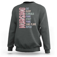 Funny Student Nurse Life Sweatshirt Eat Sleep Clinicals Panic Study Repeat