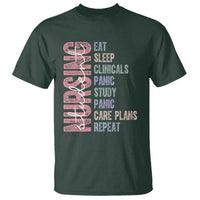 Funny Student Nurse Life T Shirt Eat Sleep Clinicals Panic Study Repeat
