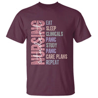 Funny Student Nurse Life T Shirt Eat Sleep Clinicals Panic Study Repeat