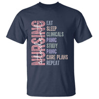 Funny Student Nurse Life T Shirt Eat Sleep Clinicals Panic Study Repeat