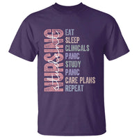 Funny Student Nurse Life T Shirt Eat Sleep Clinicals Panic Study Repeat