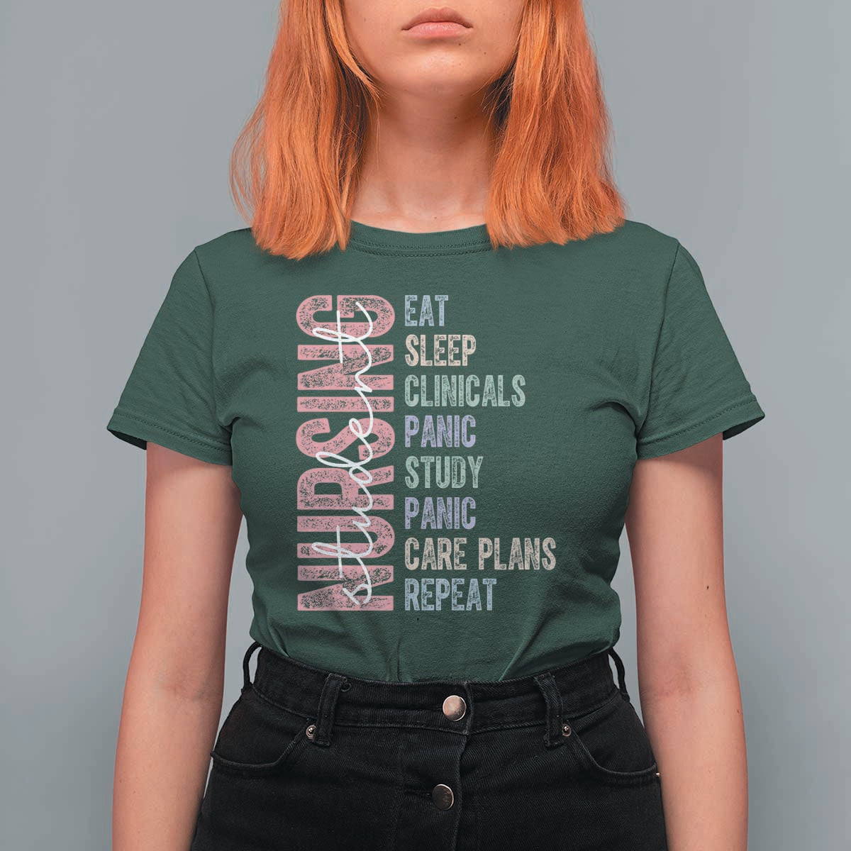Funny Student Nurse Life T Shirt For Women Eat Sleep Clinicals Panic Study Repeat