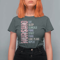 Funny Student Nurse Life T Shirt For Women Eat Sleep Clinicals Panic Study Repeat