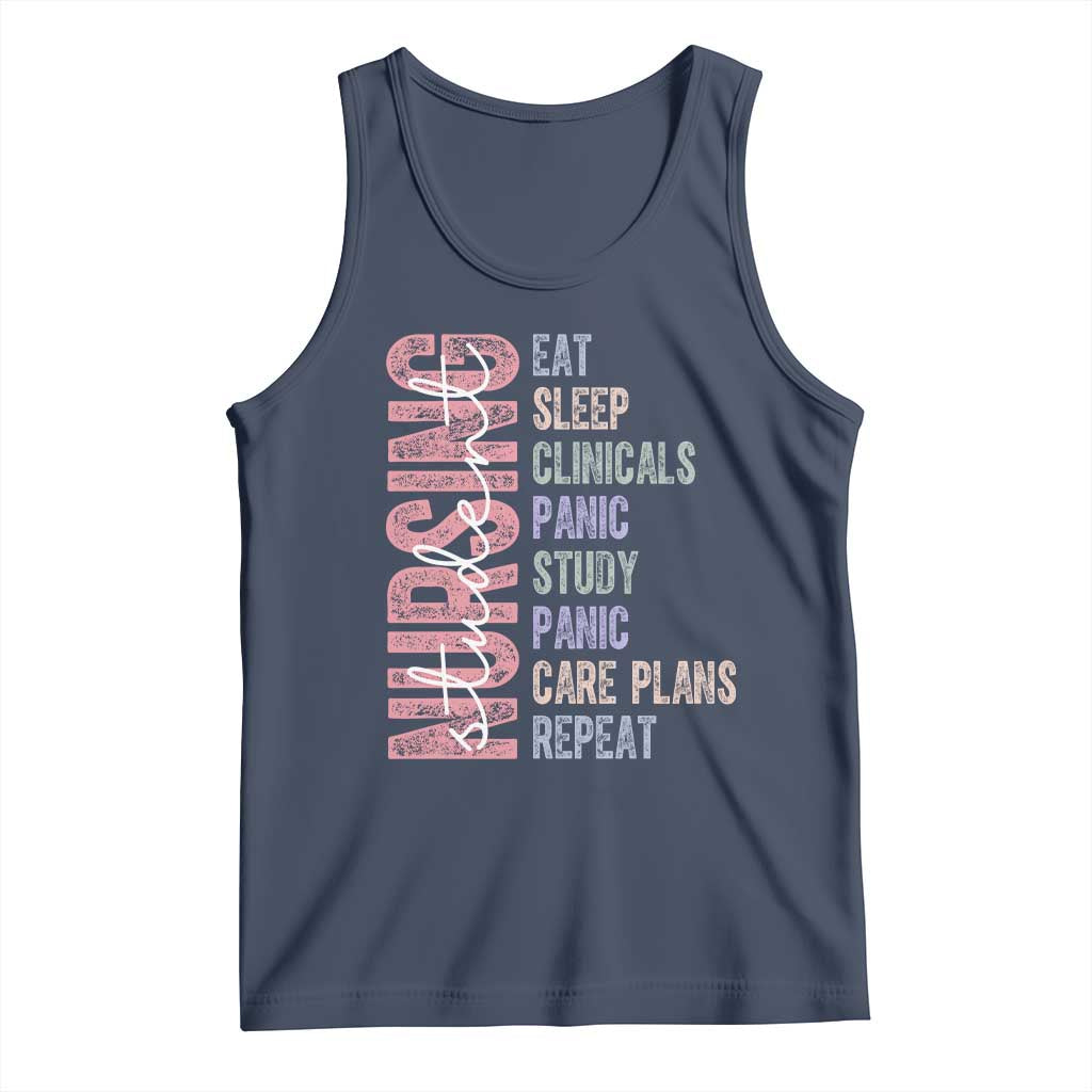 Funny Student Nurse Life Tank Top Eat Sleep Clinicals Panic Study Repeat