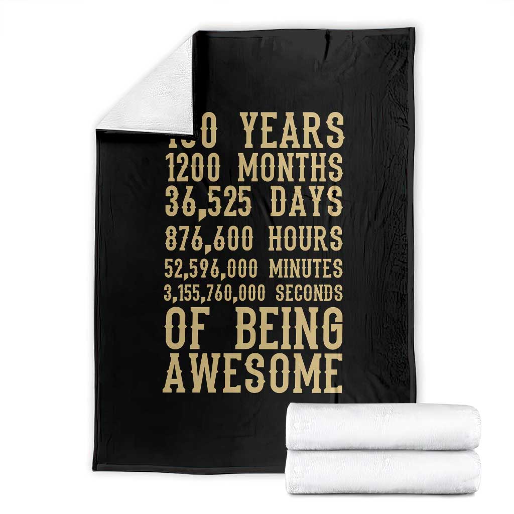 Vintage 100th Birthday Gift Throw Blanket 100 Years Of Being Awesome