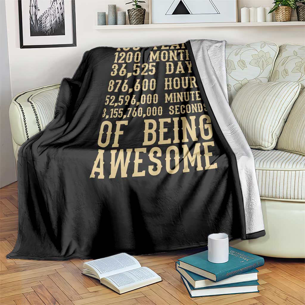 Vintage 100th Birthday Gift Throw Blanket 100 Years Of Being Awesome