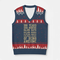 Vintage 100th Birthday Gift V-Neck Knit Sweater Vest 100 Years Of Being Awesome