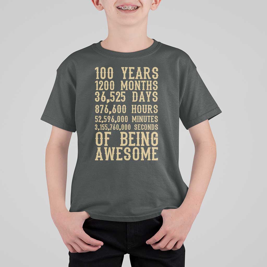 Vintage 100th Birthday Gift T Shirt For Kid 100 Years Of Being Awesome