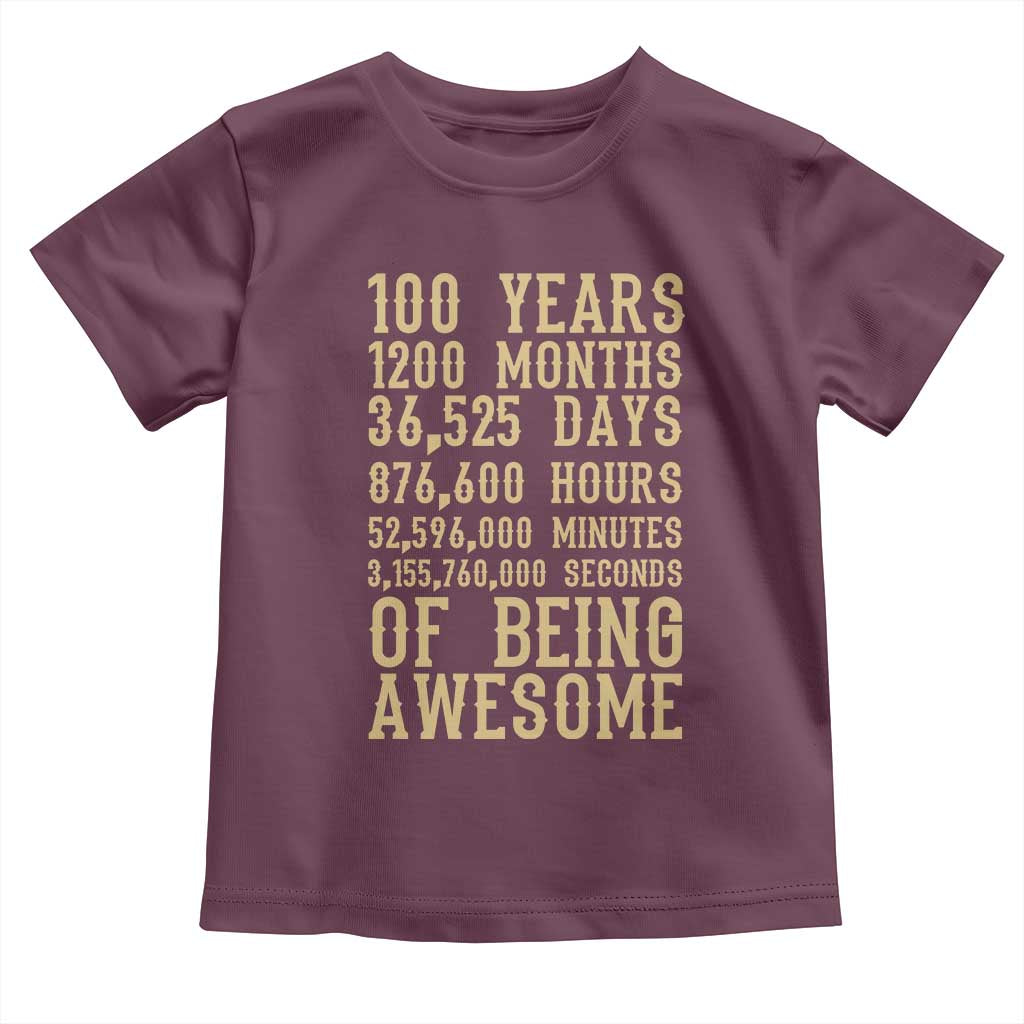 Vintage 100th Birthday Gift Toddler T Shirt 100 Years Of Being Awesome