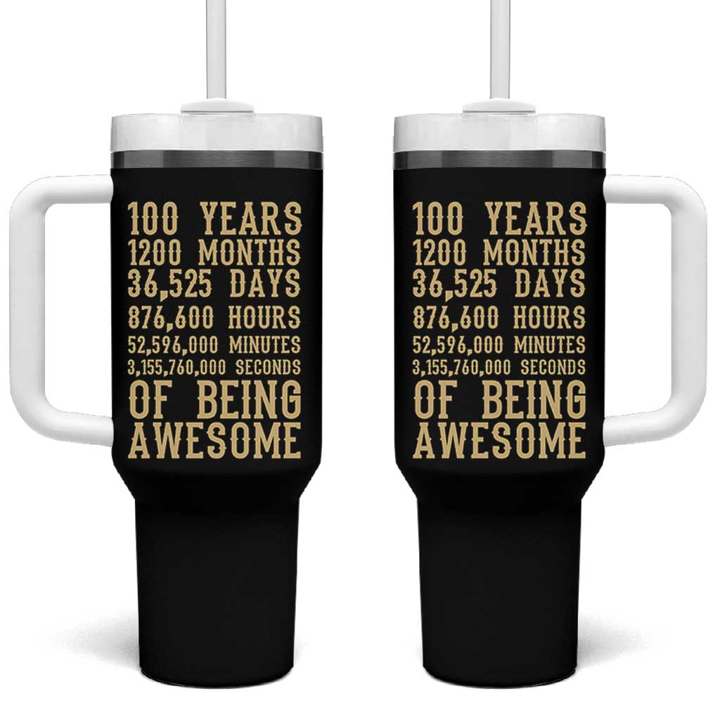 Vintage 100th Birthday Gift Tumbler With Handle 100 Years Of Being Awesome